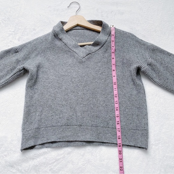 Grey Cropped Sweater with Quarter Inch spiffed Sleeves - Picture 3 of 7